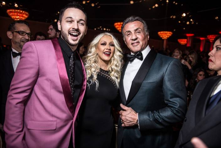Christina Aguilera & Sylvester Stallone at the Clive Davis Grammy Gala